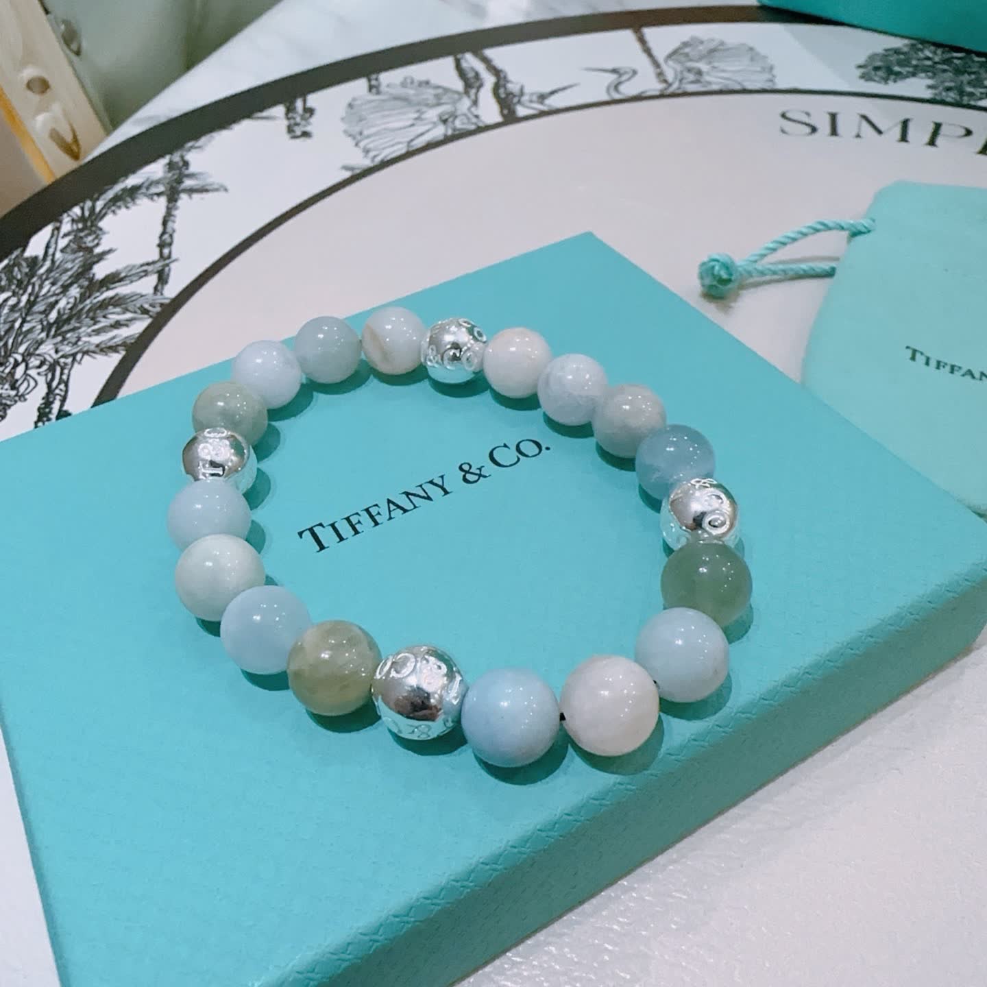 Tiffany & Co. Blue Agate Bead Bracelet Tiffany & Co. Blue Agate Bead Bracelet